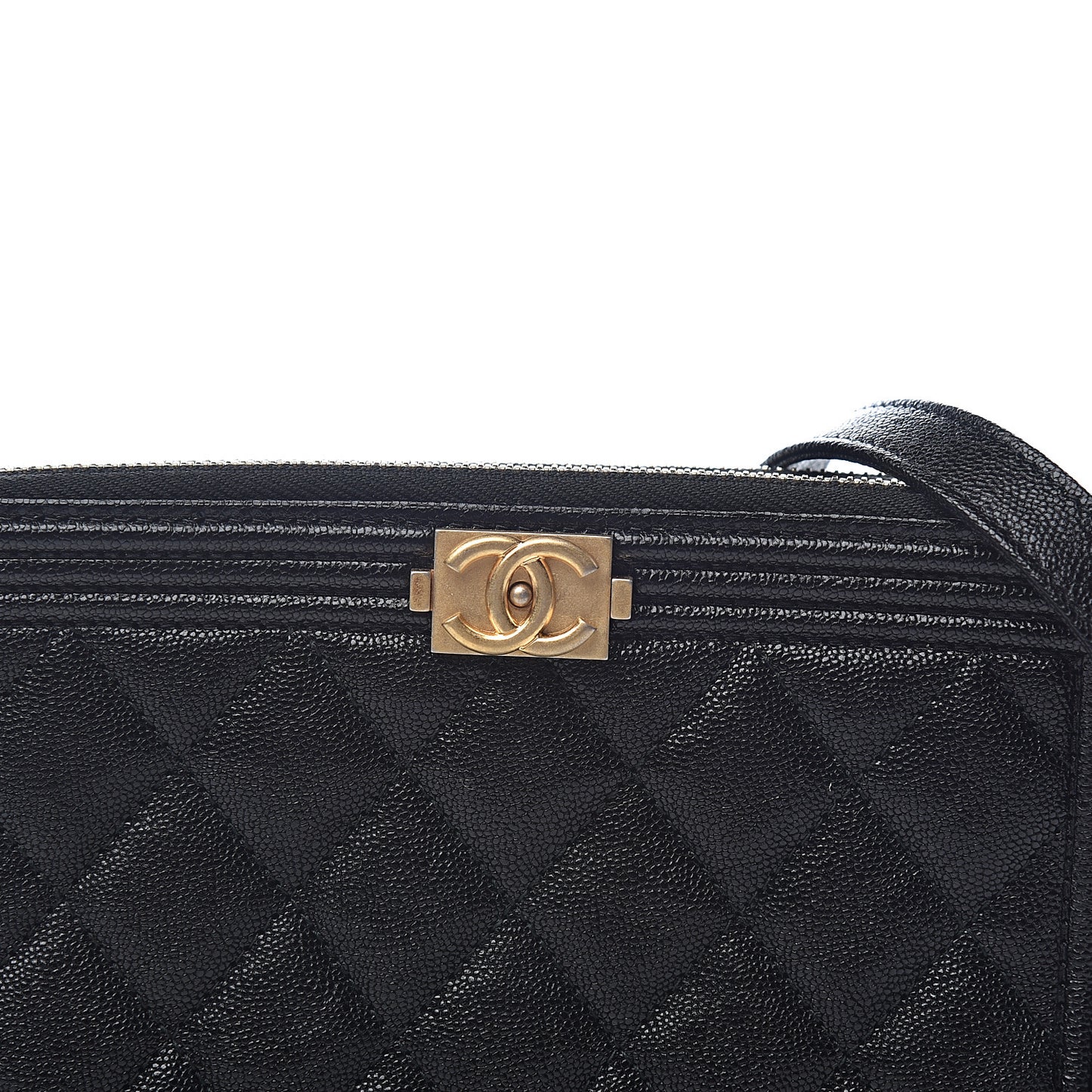 Caviar Quilted Small Boy Clutch With Chain Black