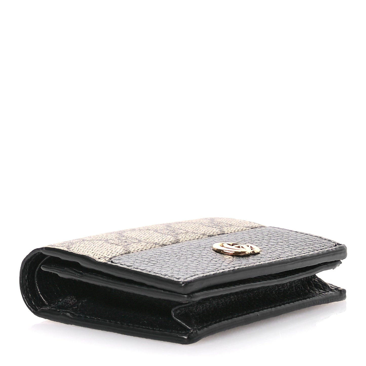 Dollar Calfskin GG Supreme Monogram GG Marmont Card Case Black Beige Ebony