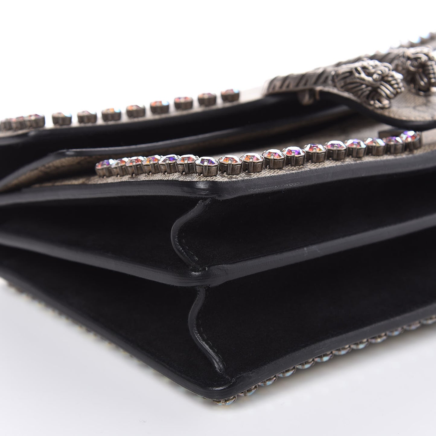 GG Supreme Monogram Crystal Small Dionysus Shoulder Bag Black