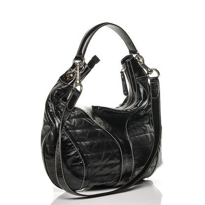 Gucci Patent Calfskin Medium Snow Glam Hobo Black 3 of 6