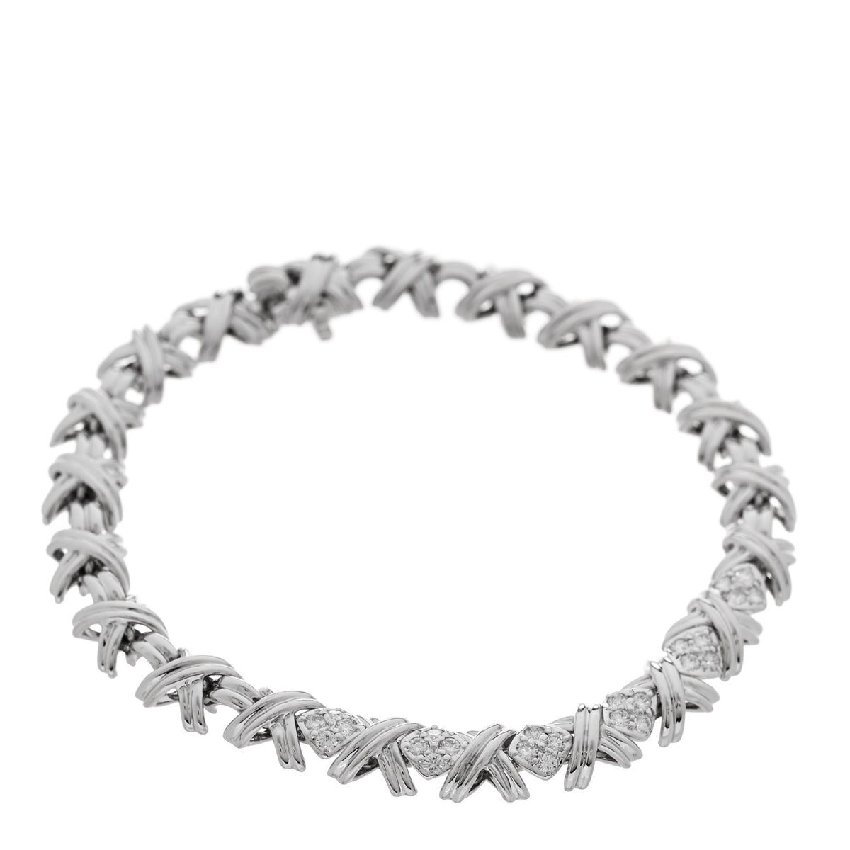 Tiffany 18K White Gold Diamond Signature X Bracelet 1 of 4
