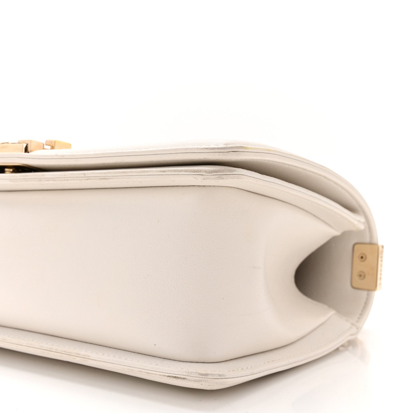Calfskin Quilted Medium Chain Embellished Boy Flap White
