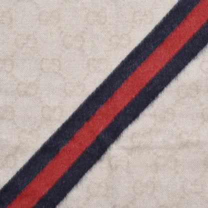 Gucci Wool Angora Monogram Web New Nikky Scarf Sand Blue 4 of 8