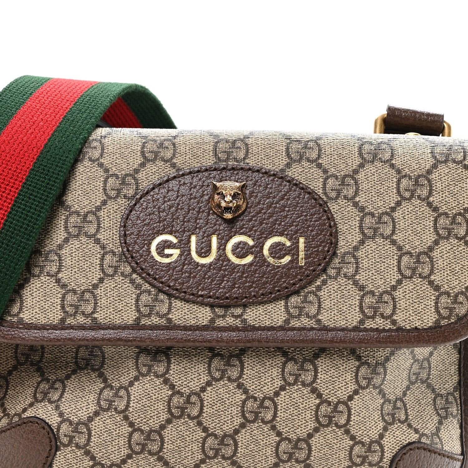 Gucci GG Supreme Monogram Web Small Neo Vintage Double Flap Messenger Bag Beige New Acero 8 of 11
