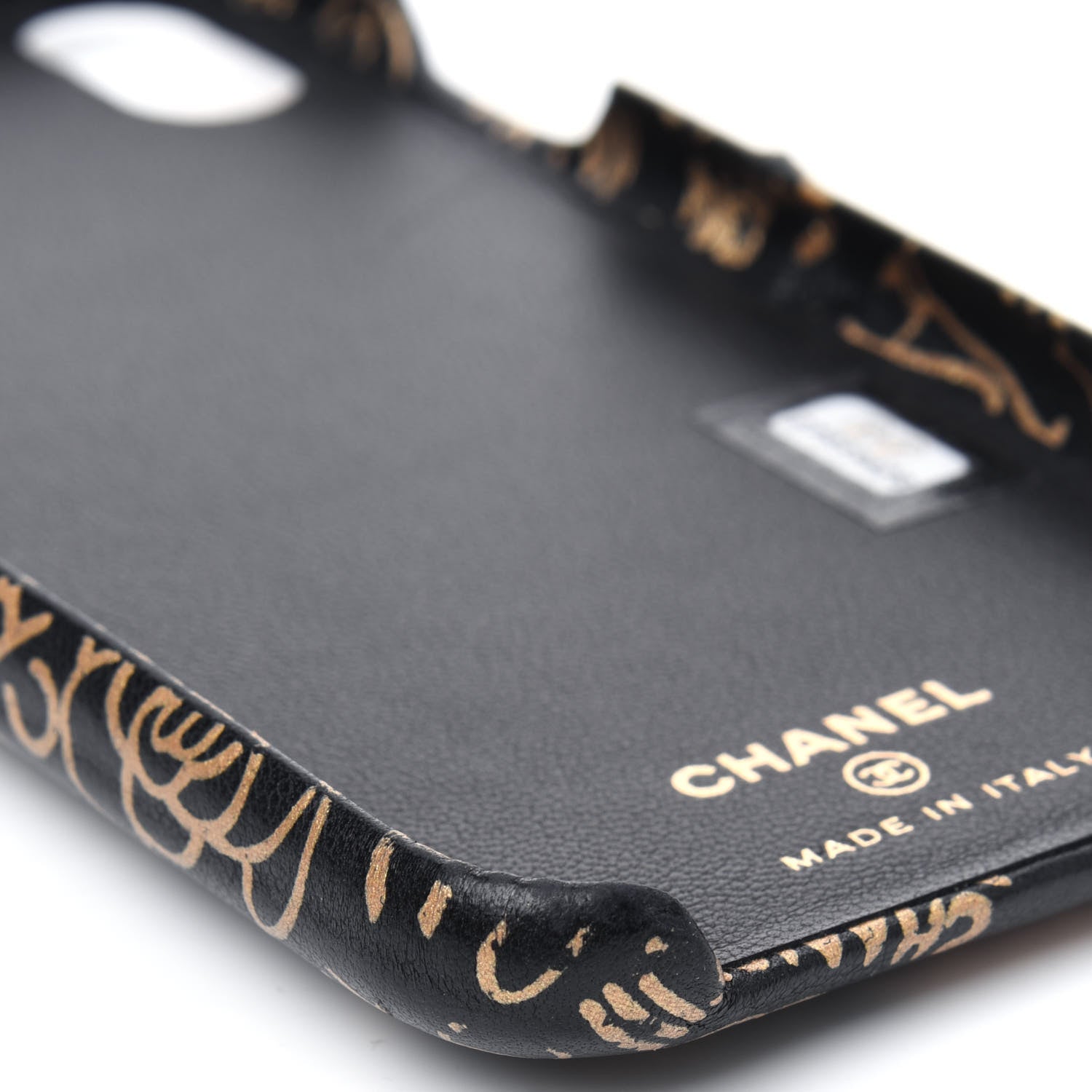 Chanel Lambskin Quilted iPhone XR Coco Tech Egyptian Graffiti Case Black Gold 6 of 15