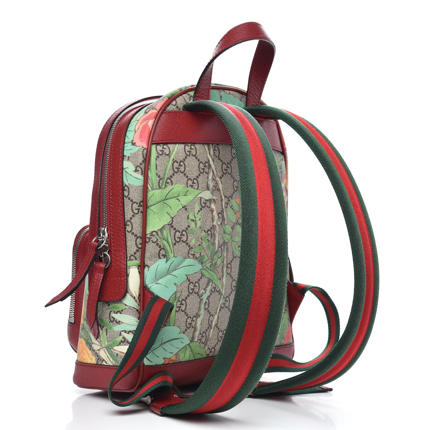 Gucci GG Supreme Monogram Tian Web Small Day Backpack Beige Multicolor Red 3 of 11
