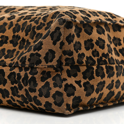 Fendi Jacquard Leopard Print Shopping Tote Brown Red 7 of 9