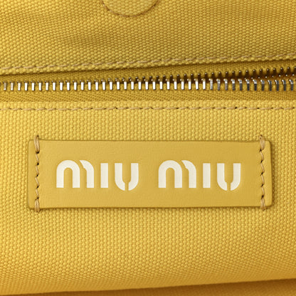 Miu Miu Canvas Calfskin Shopping Tote Yellow 6 of 10