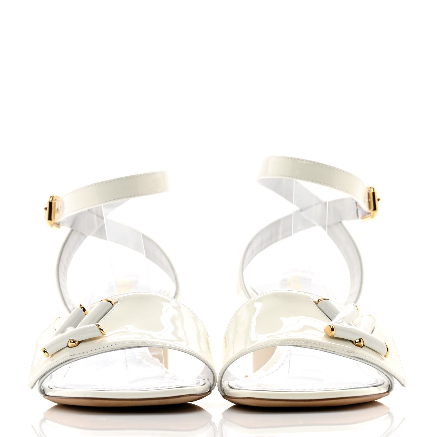 Patent Calfskin Shake Platform Sandal 36.5 White
