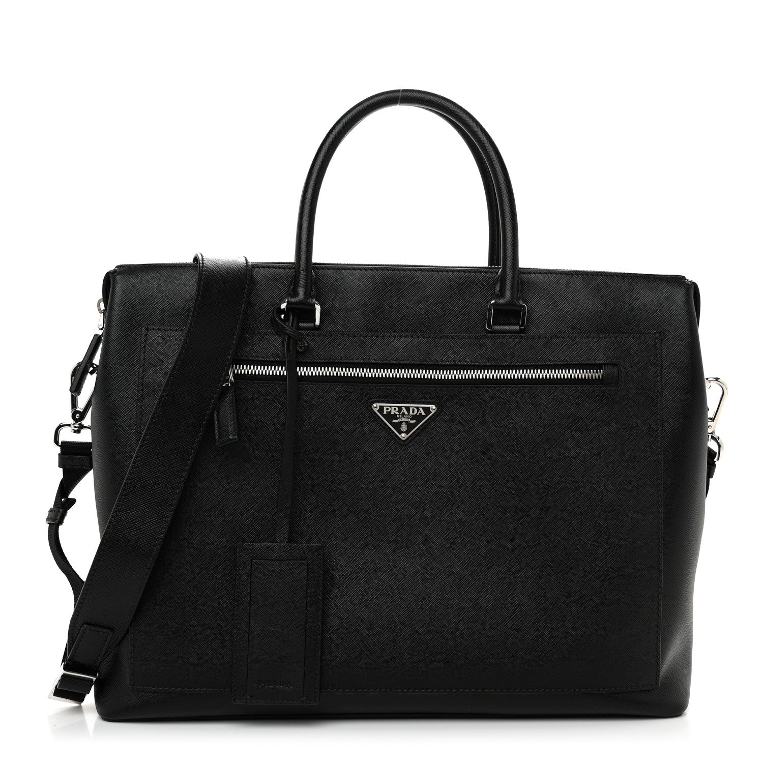 Prada Saffiano Travel Briefcase Black 1 of 11