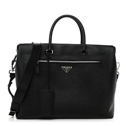 Prada Saffiano Travel Briefcase Black 1 of 11