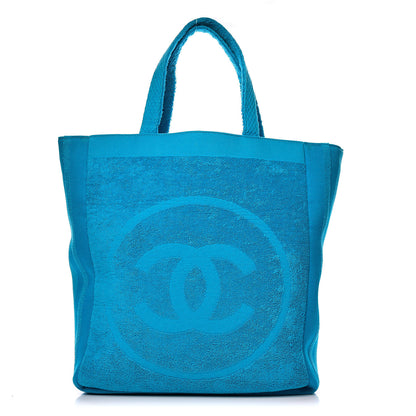 Chanel Terry Cotton CC Beach Tote Towel Set Blue 4 of 12