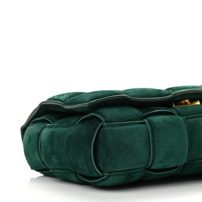 Bottega Veneta Suede Maxi Intrecciato Padded Chain Cassette Crossbody Bag Emerald Green 8 of 10