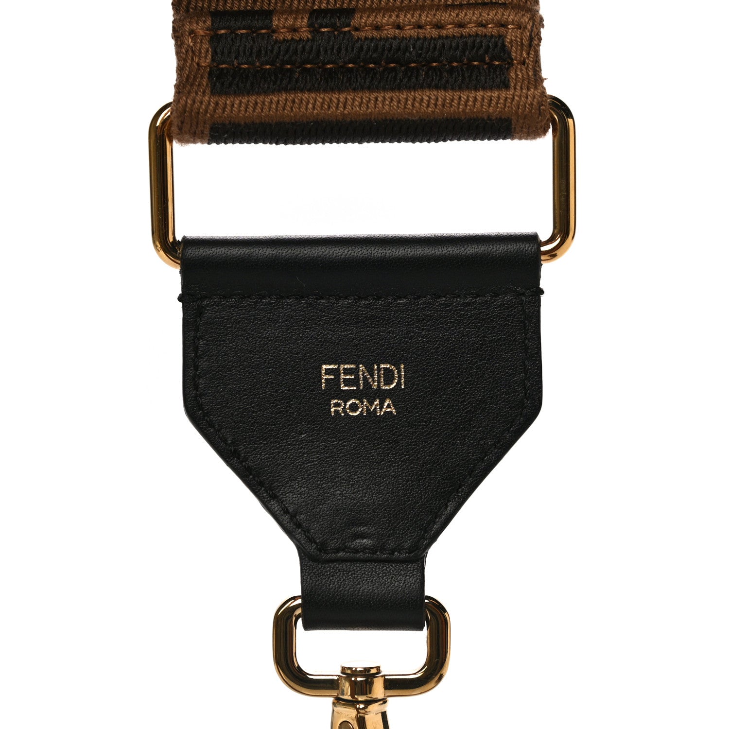 Fendi Ribbon Vitello Seta FF 1974 Adjustable Strap You Fango Marrone Black 6 of 9