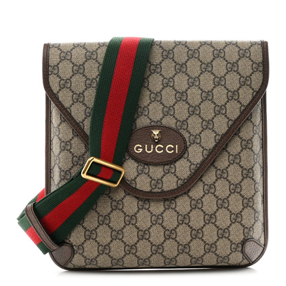 Gucci GG Supreme Monogram Web Medium Neo Vintage Flap Messenger Bag Beige New Acero 1 of 10