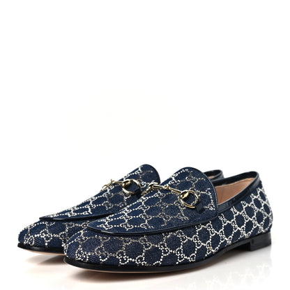 Gucci Denim Crystal GG Monogram Horsebit Womens Jordaan Loafers 38 Deep Blue Blue Milad 4 of 10