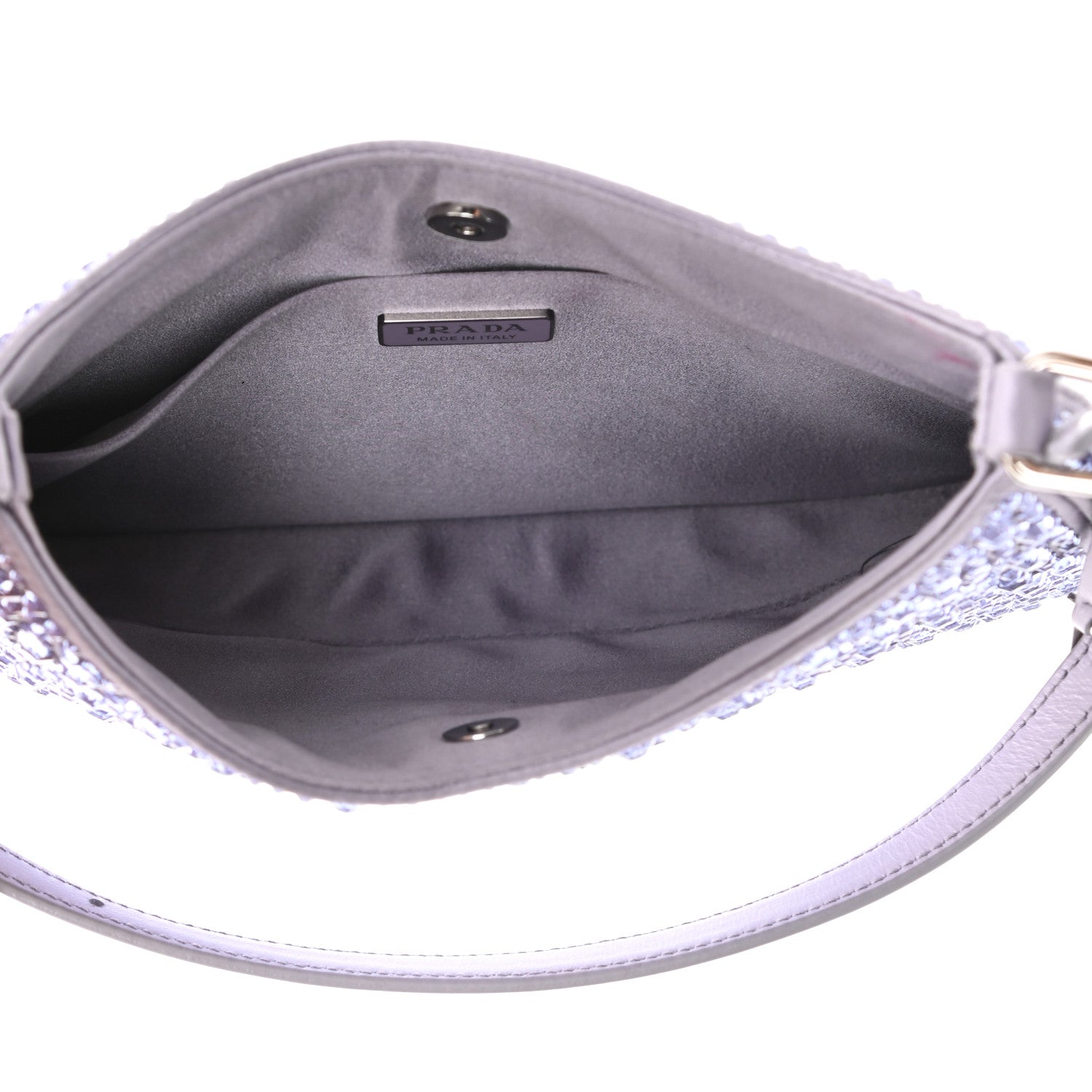 Prada Satin Crystal Cleo Adjustable Strap Shoulder Bag Glicine 4 of 7