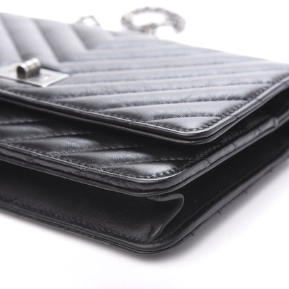 Chanel Aged Calfskin Chevron Quilted Reissue Wallet On Chain WOC Black 9 of 11