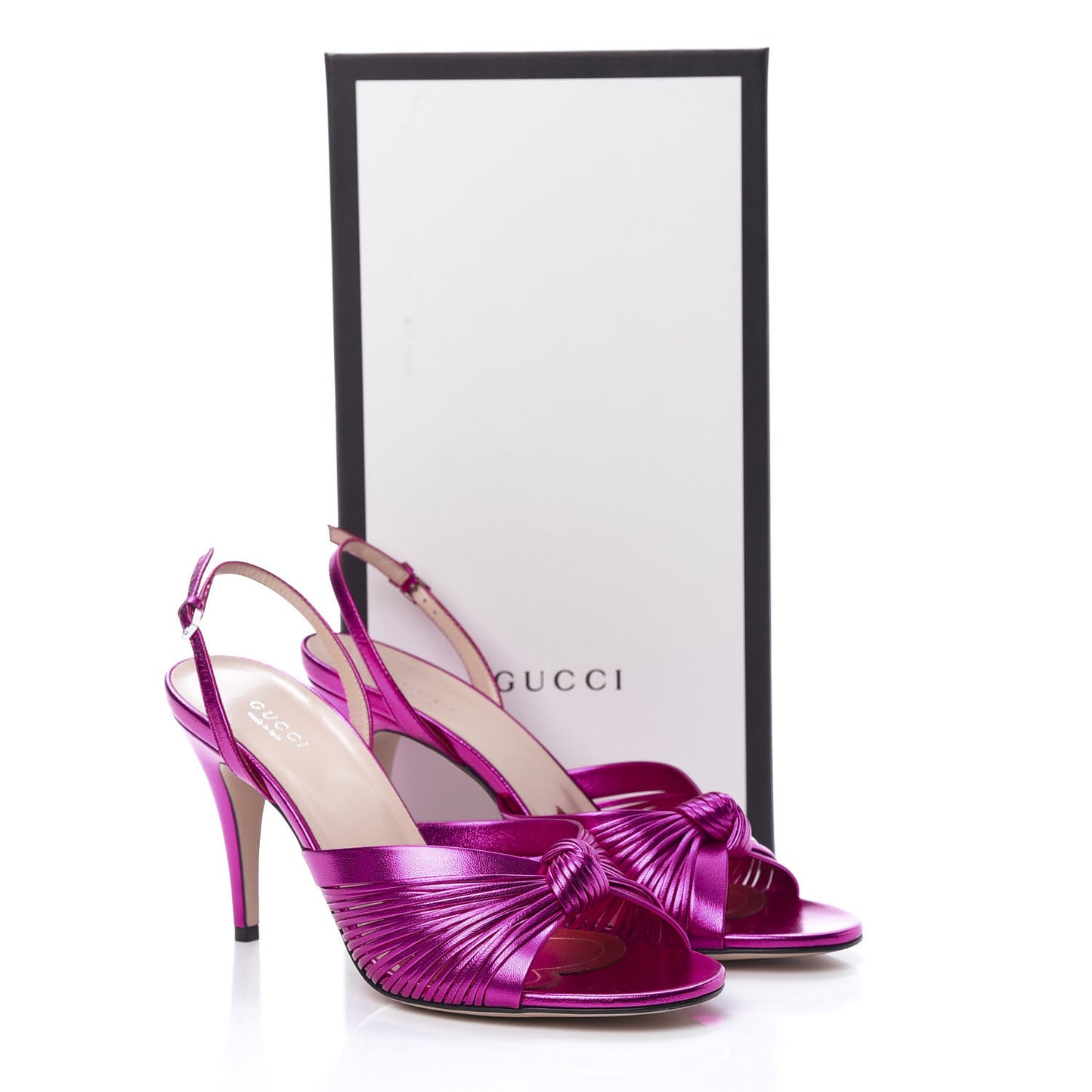 Metallic Nappa Crawford Knot Slingback Sandals 39.5 Fuxia