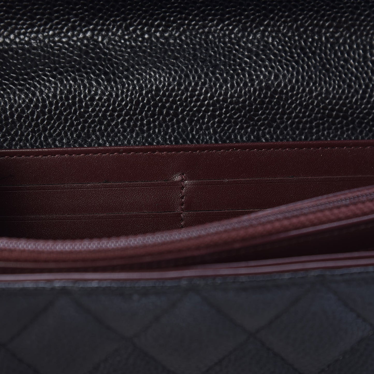 Caviar Quilted Large Gusset Flap Wallet Black