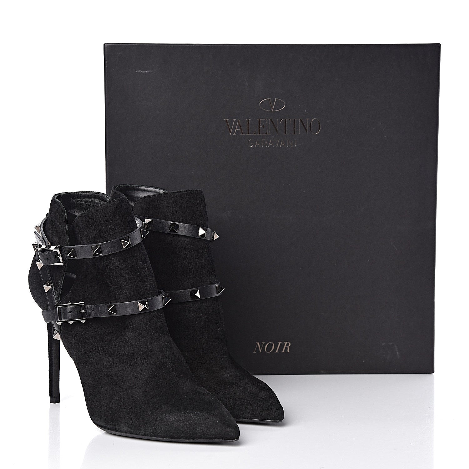 Valentino Garavani Suede Rockstud Double Buckle 100mm Ankle Boots 38 Black 11 of 11