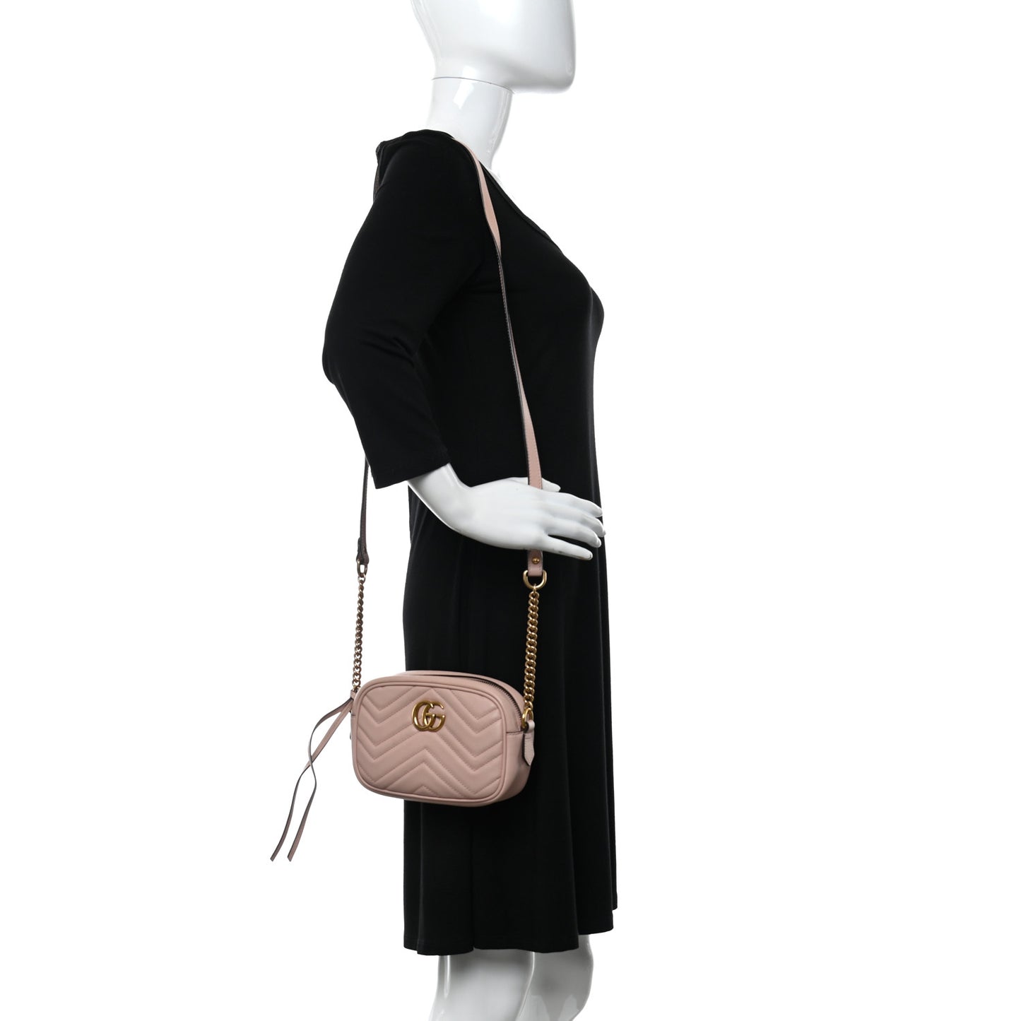 Calfskin Matelasse Mini GG Marmont Chain Shoulder Bag Perfect Pink