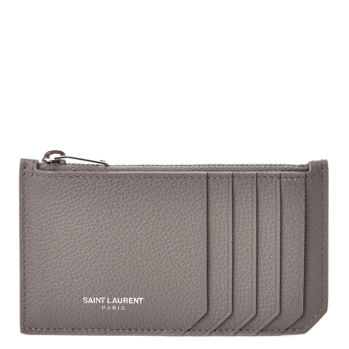 Grained Calfskin 5 Fragments Zip Pouch Card Holder Earth