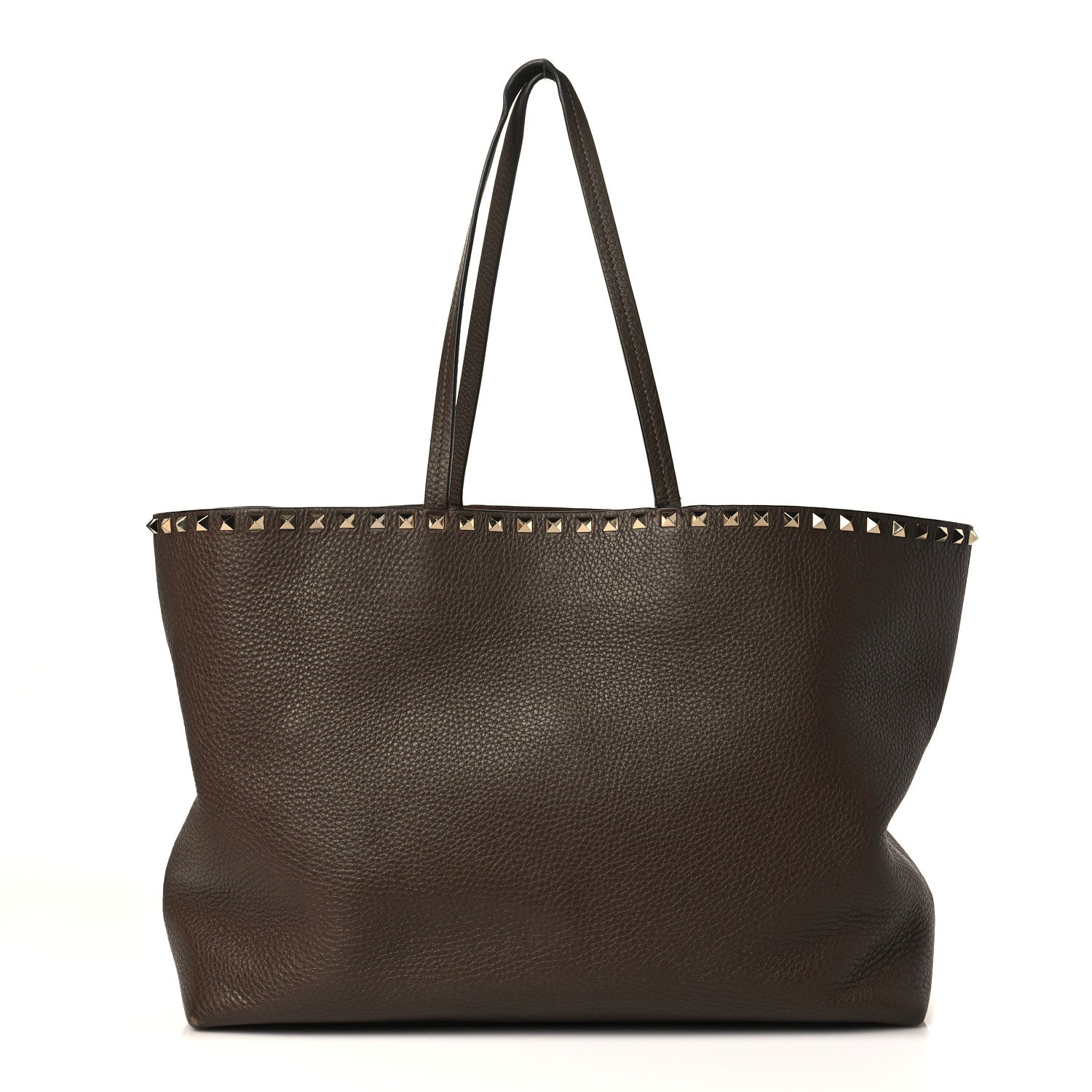 Valentino Garavani Grained Calfskin Rockstud Shoulder Tote Deep Taupe 1 of 11