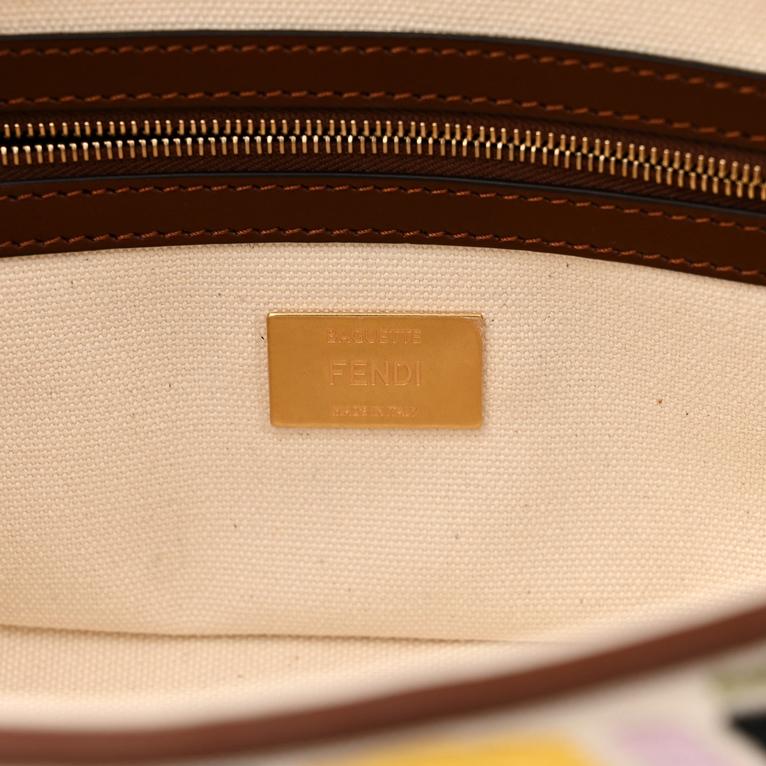 Fendi X SARA COLEMAN Canvas Vitello King Seta FF Fish Eye Embroidered Baguette Grezzo Multicolor Ghianda 6 of 11