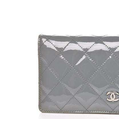 Chanel Patent Quilted Yen Wallet Grey 13 of 15