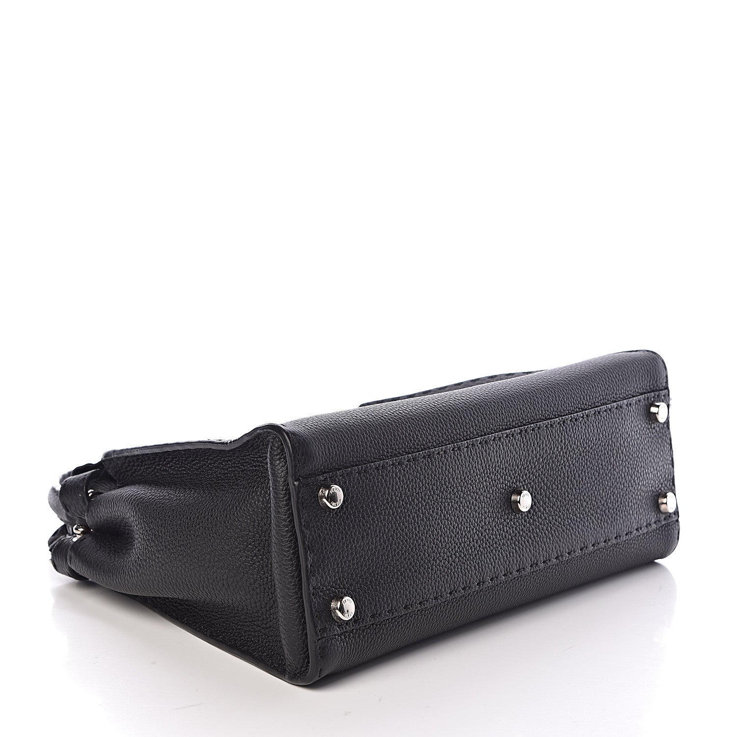 Fendi Cuoio Romano Selleria Bi-Color Medium Peekaboo Iconic Satchel Black Mou 4 of 11