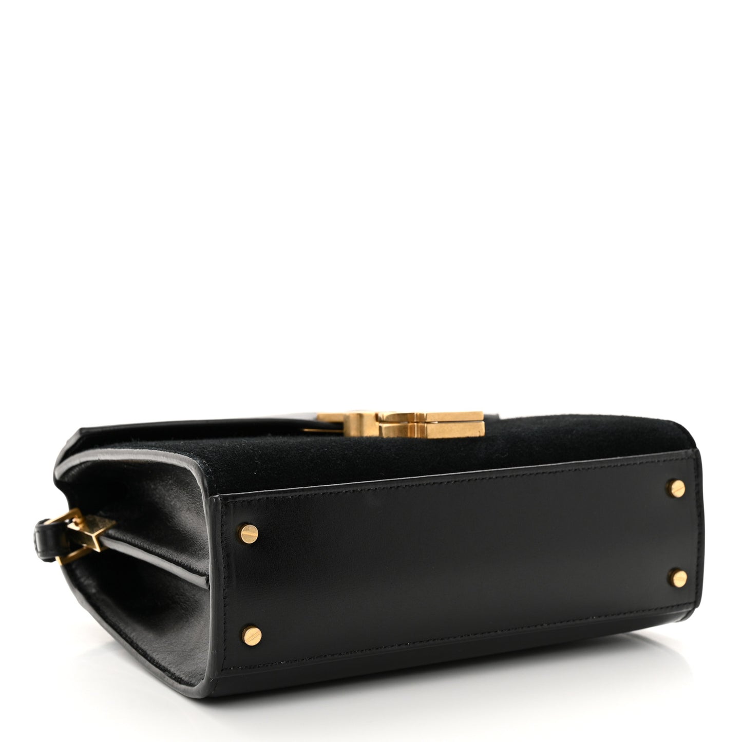 Suede Leopard Print Mini Classic Monogram Cassandra Top Handle Manto Naturale Black