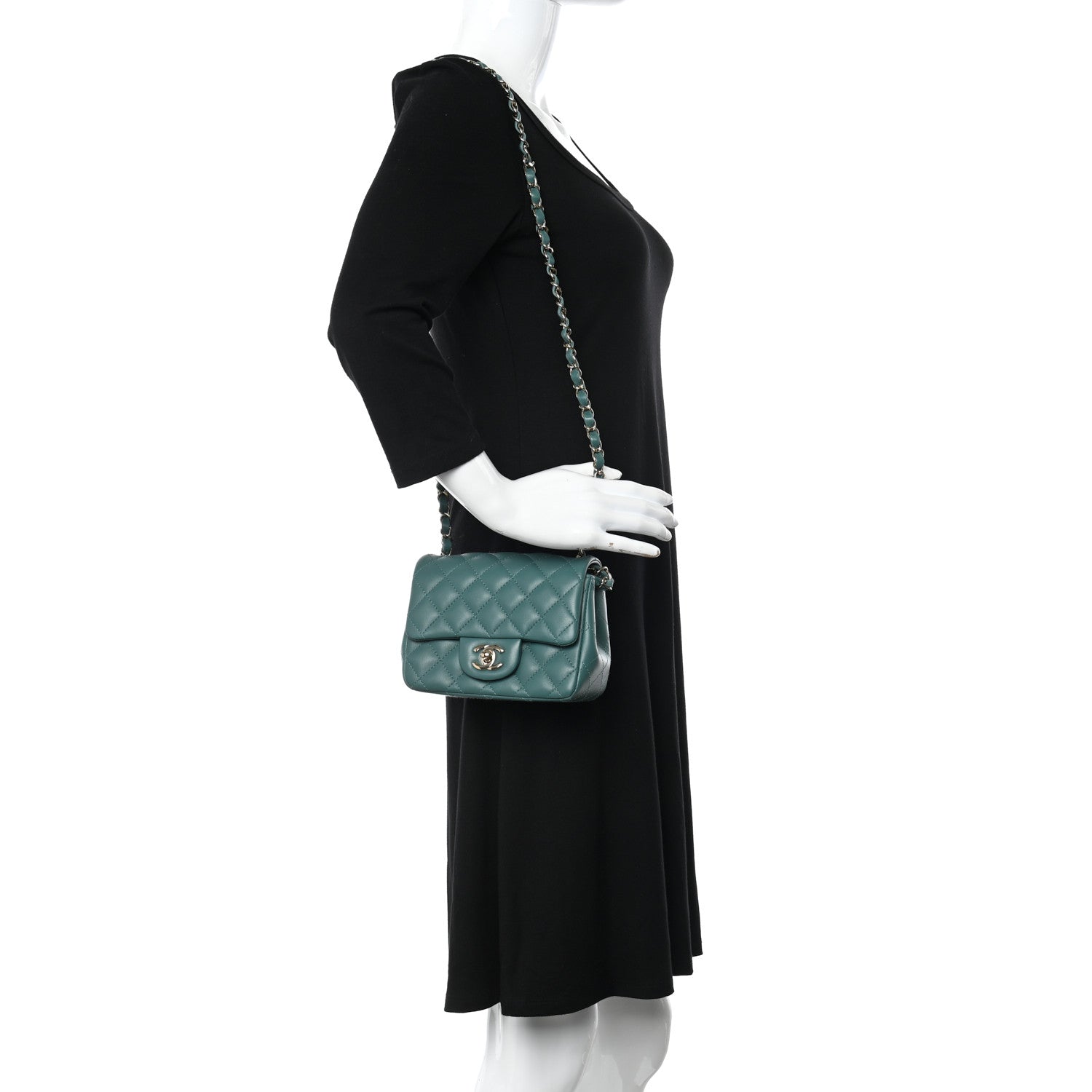 Chanel Lambskin Quilted Mini Square Flap Green 2 of 11
