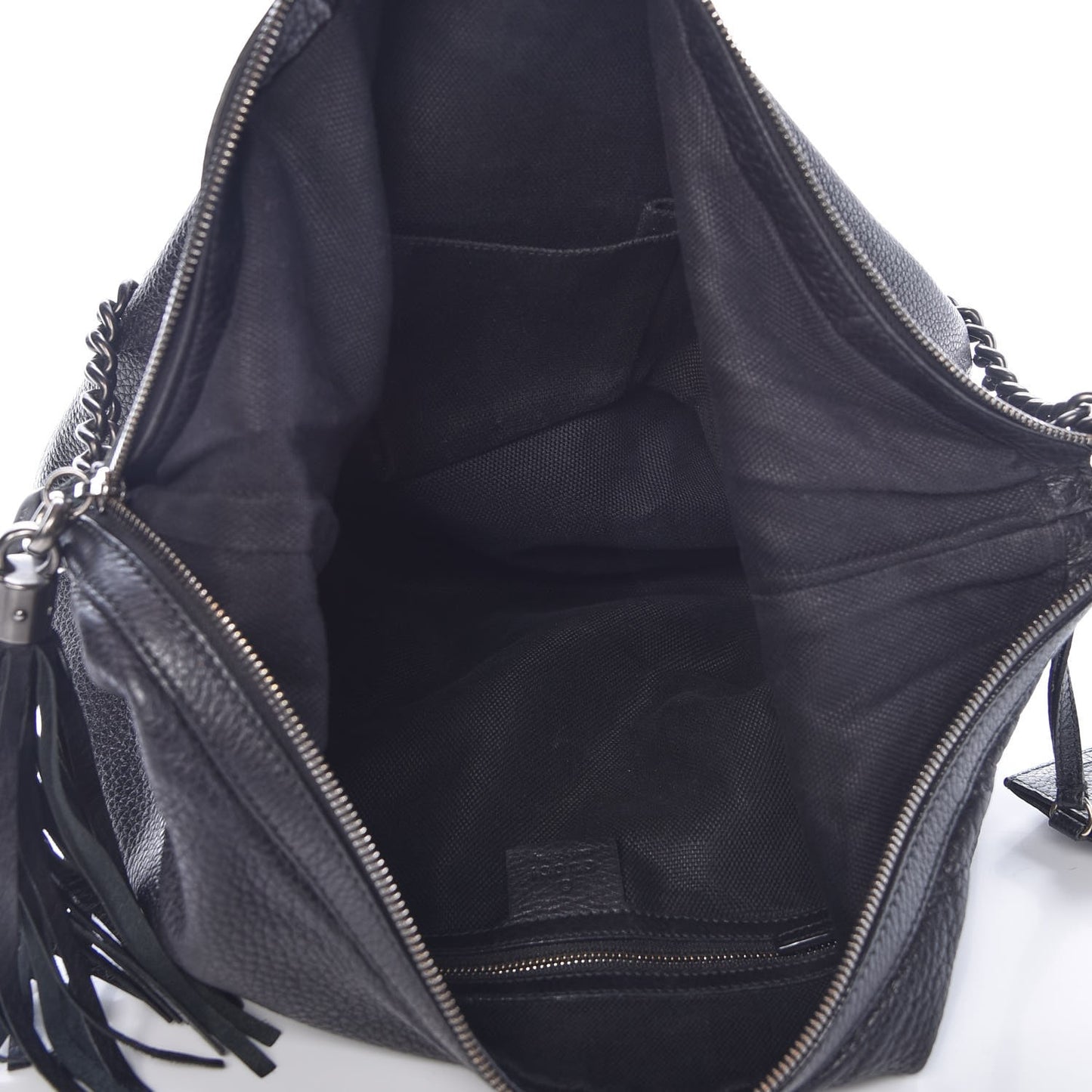 Pebbled Calfskin Medium Soho Chain Hobo Black