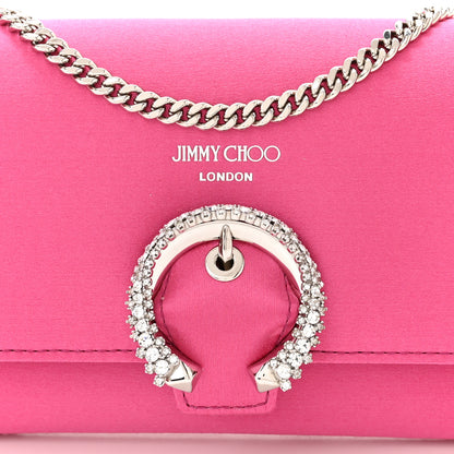Jimmy Choo Satin Crystal Madeline Wallet On Chain Pink 8 of 11