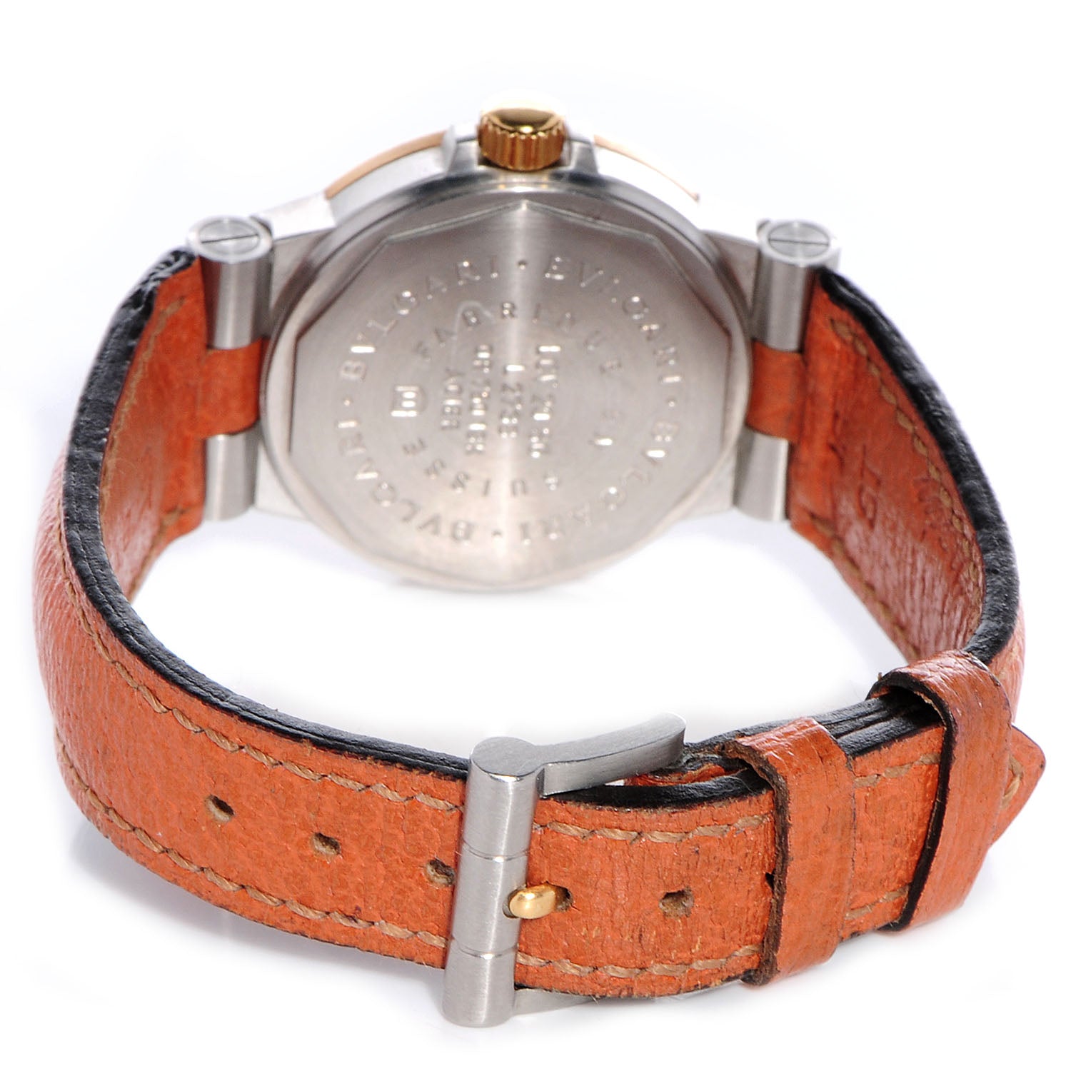 Bulgari Stainless Steel 18K Yellow Gold Calfskin 30mm Diagono Automatic Watch Black 3 of 6