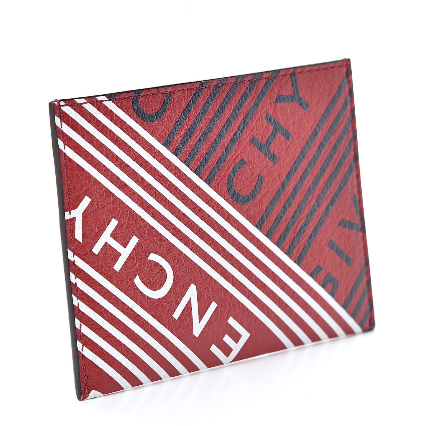 Lambskin logo Printed Card Holder Red