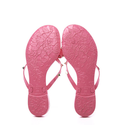 Valentino Garavani PVC Jelly Rockstud Bow Thong Sandals 36 Pink 6 of 9