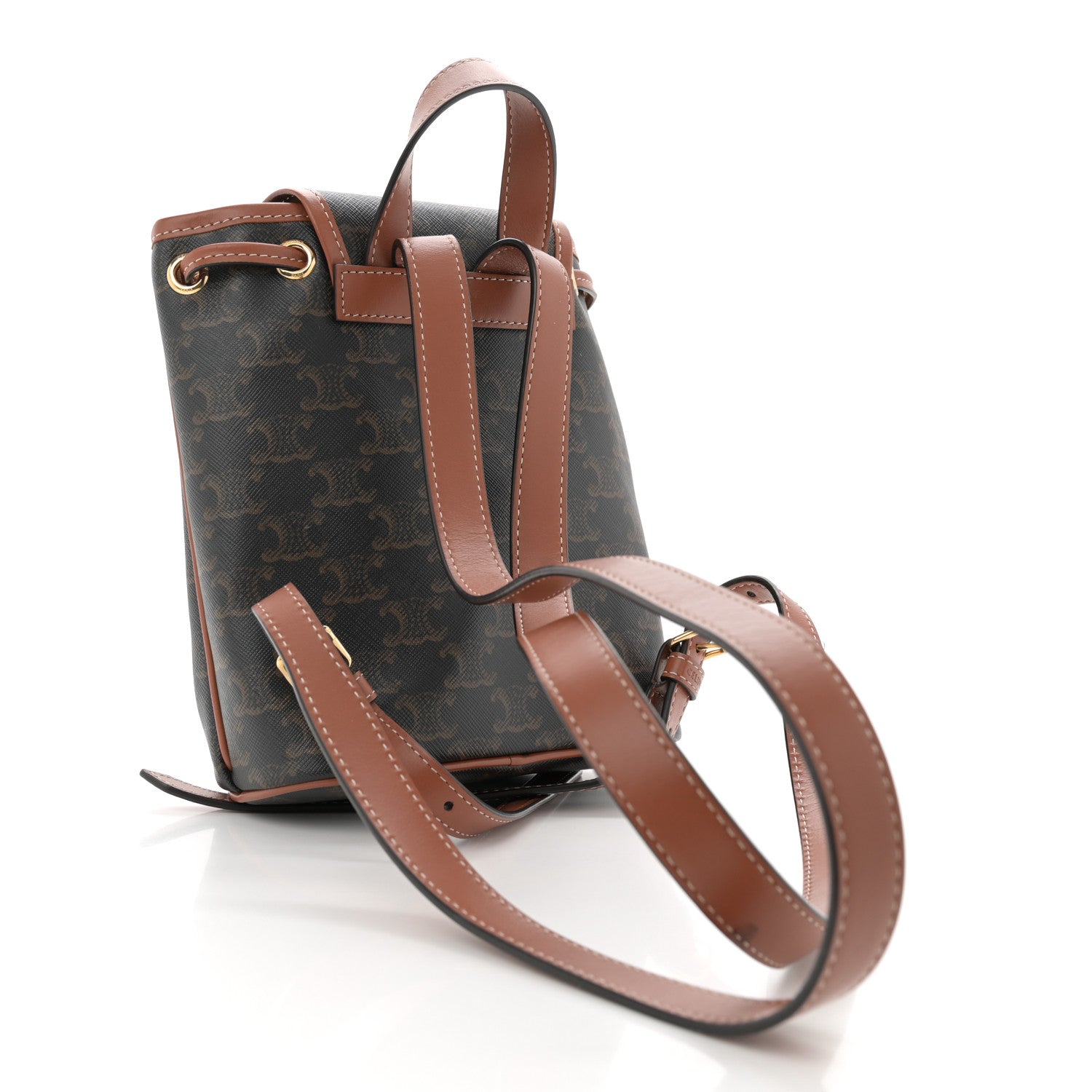 Celine Triomphe Canvas Calfskin Mini Folco Backpack Tan 1714556