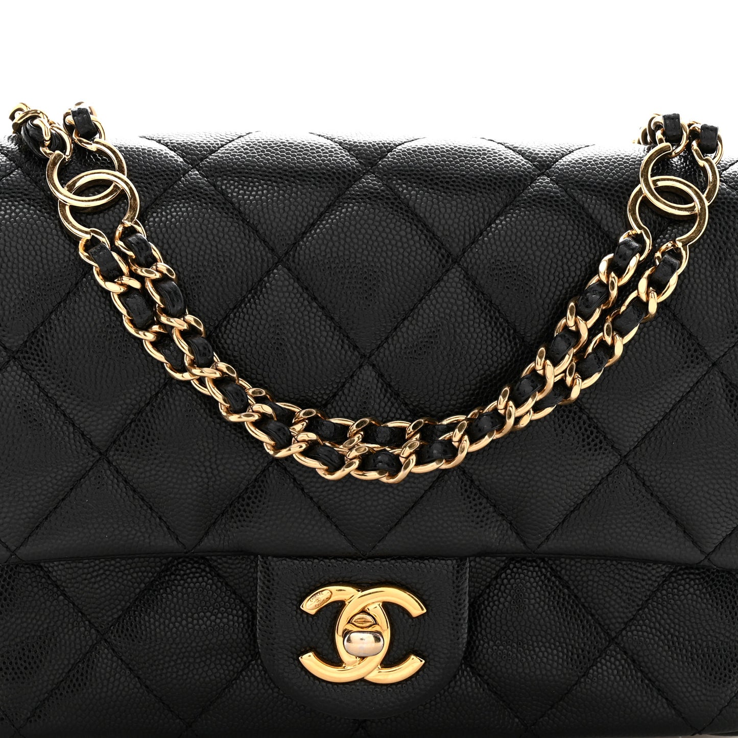 Caviar Quilted Mini CC You Flap Black