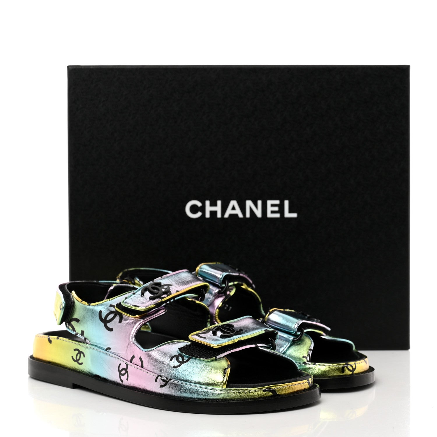 Chanel Laminated Lambskin Printed CC Dad Sandals 36 Multicolor 11 of 11