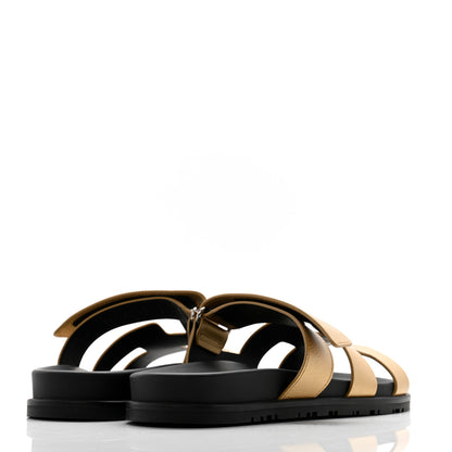 Hermes Metallic Goatskin Womens Chypre Sandals 38 Dore 4 of 11