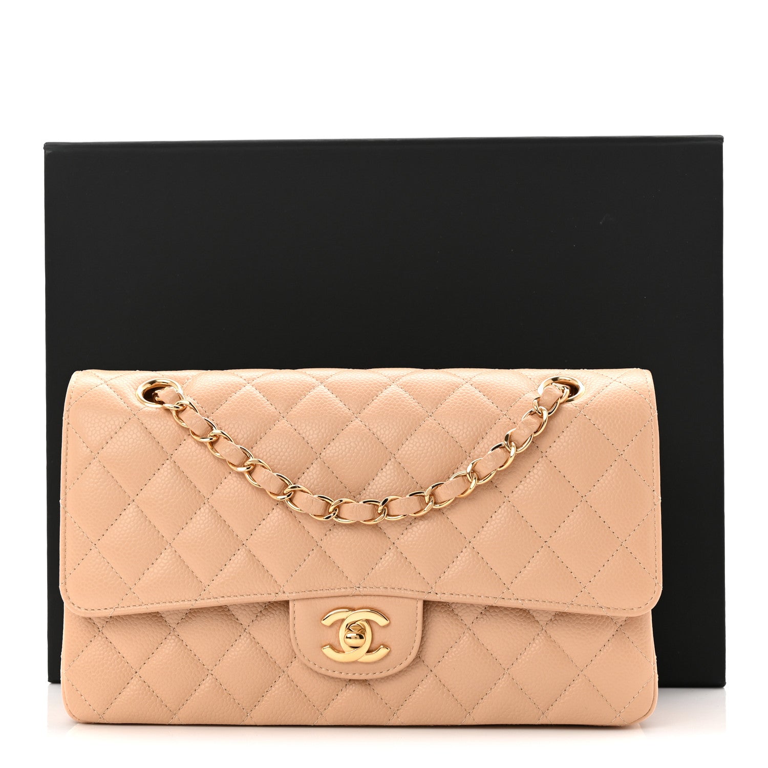 Chanel Caviar Quilted Medium Double Flap Beige 11 of 11