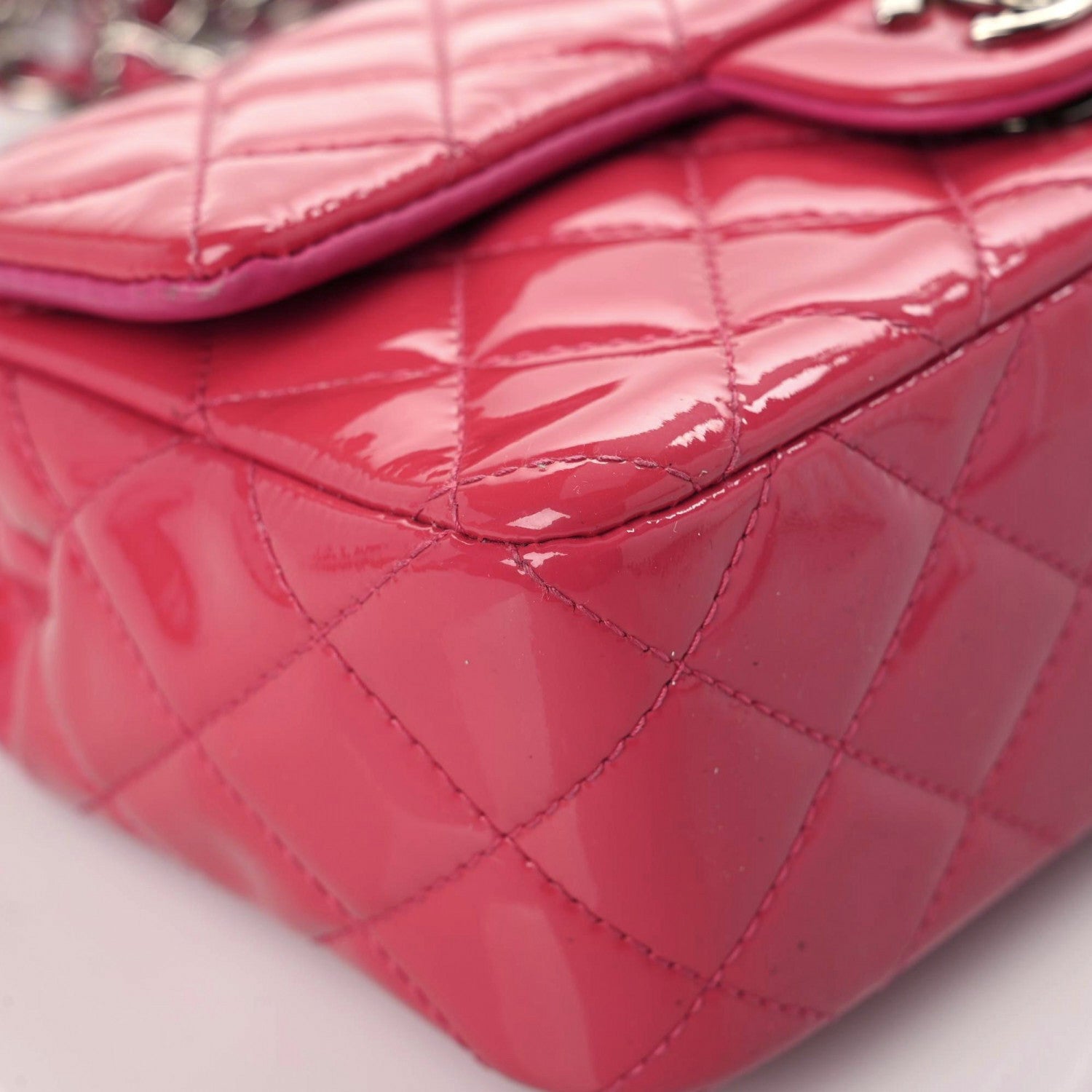 Chanel Patent Calfskin Quilted Mini Rectangular Flap Pink 7 of 16
