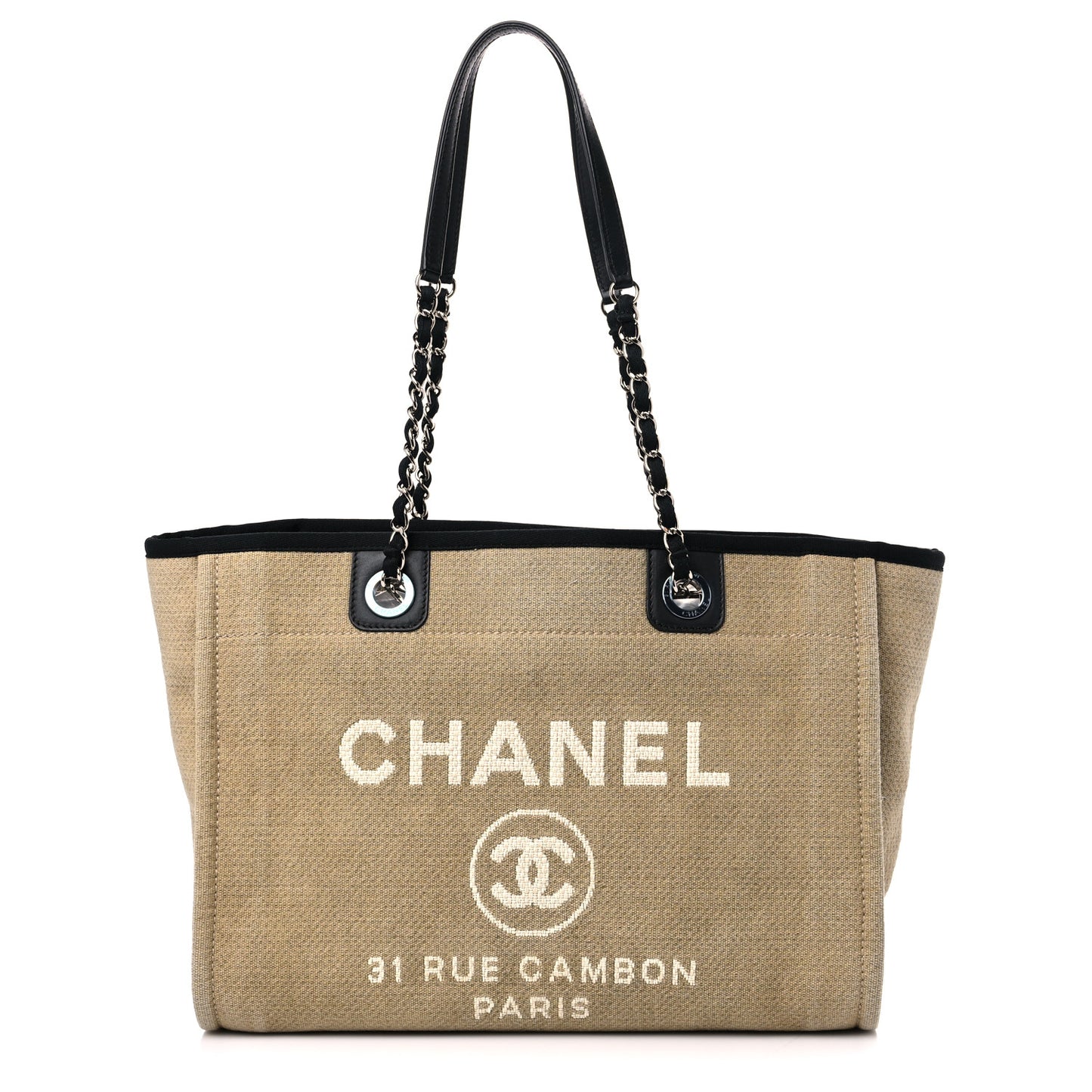 Canvas Small Deauville Tote Beige Black