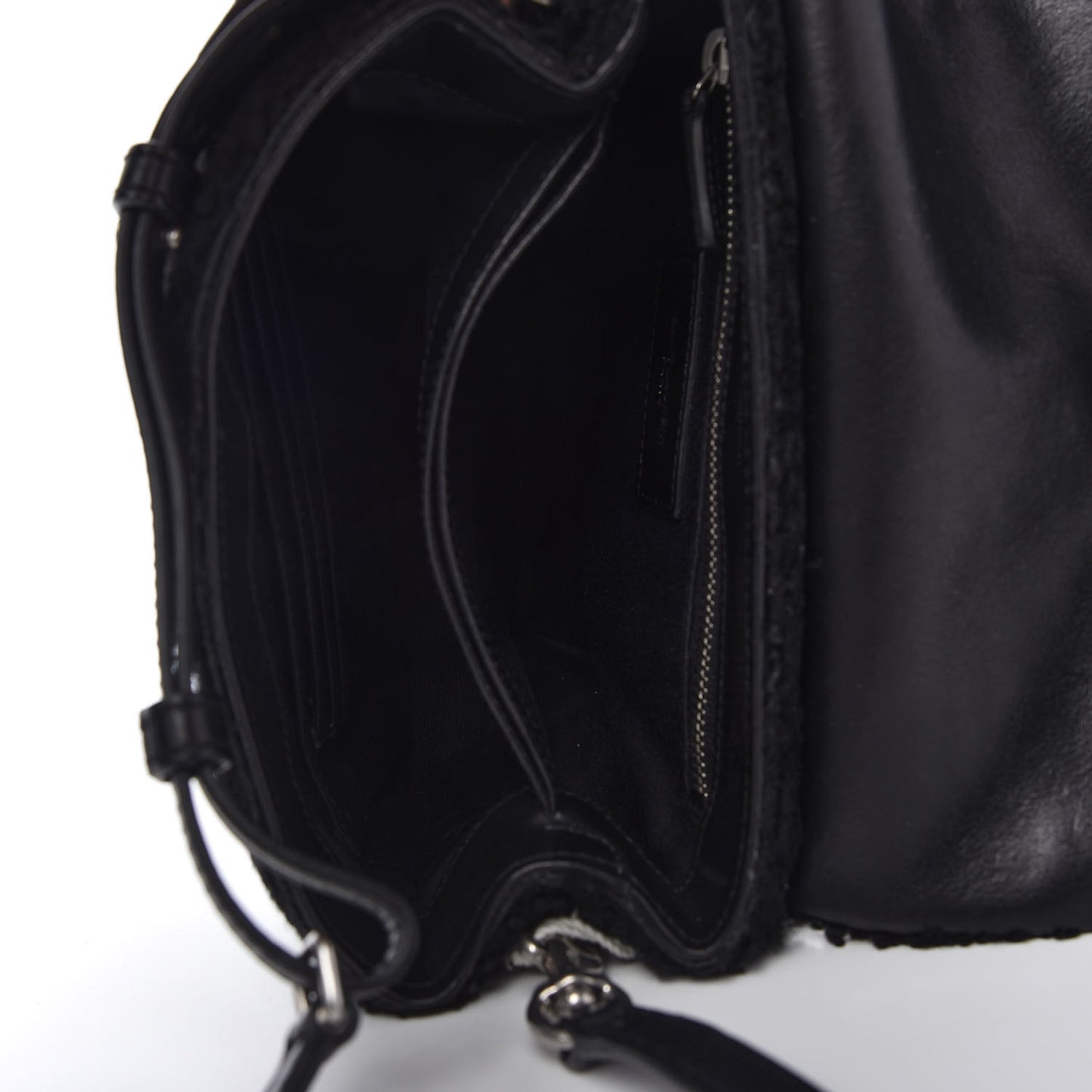 Shearling Toy Loulou Shoulder Bag Black