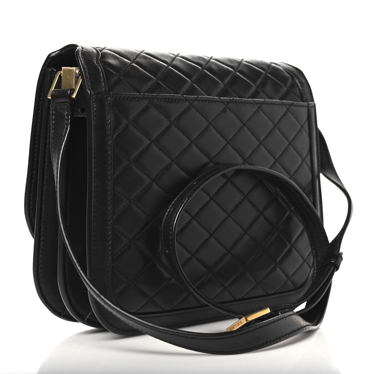 Lambskin Quilted Monogram Medium Solferino Satchel Black