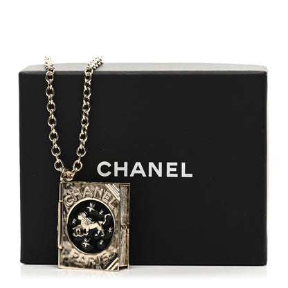 Chanel Metal CC Lion Book Locket Necklace Gold 6 of 6