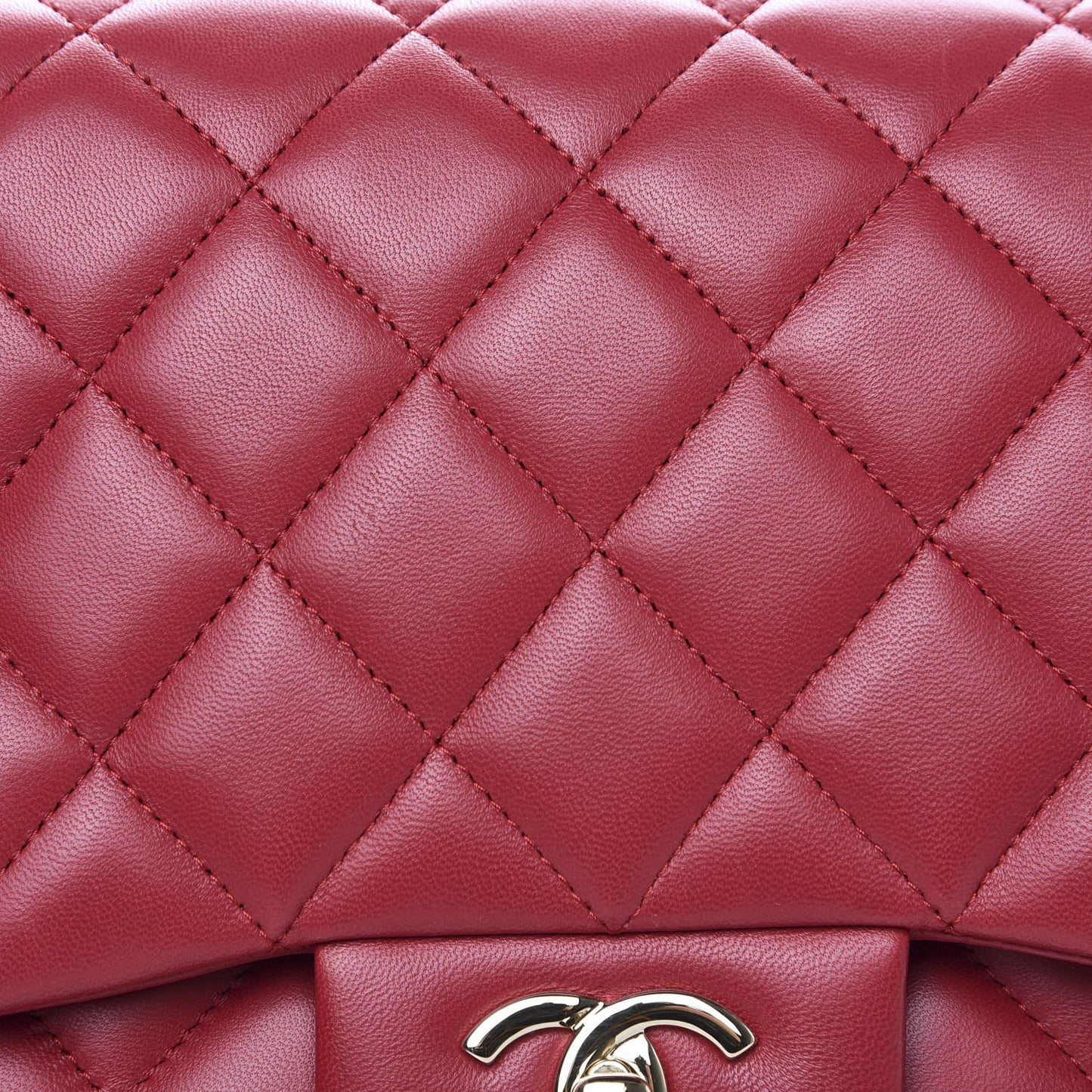 Lambskin Quilted Jumbo Double Flap Red