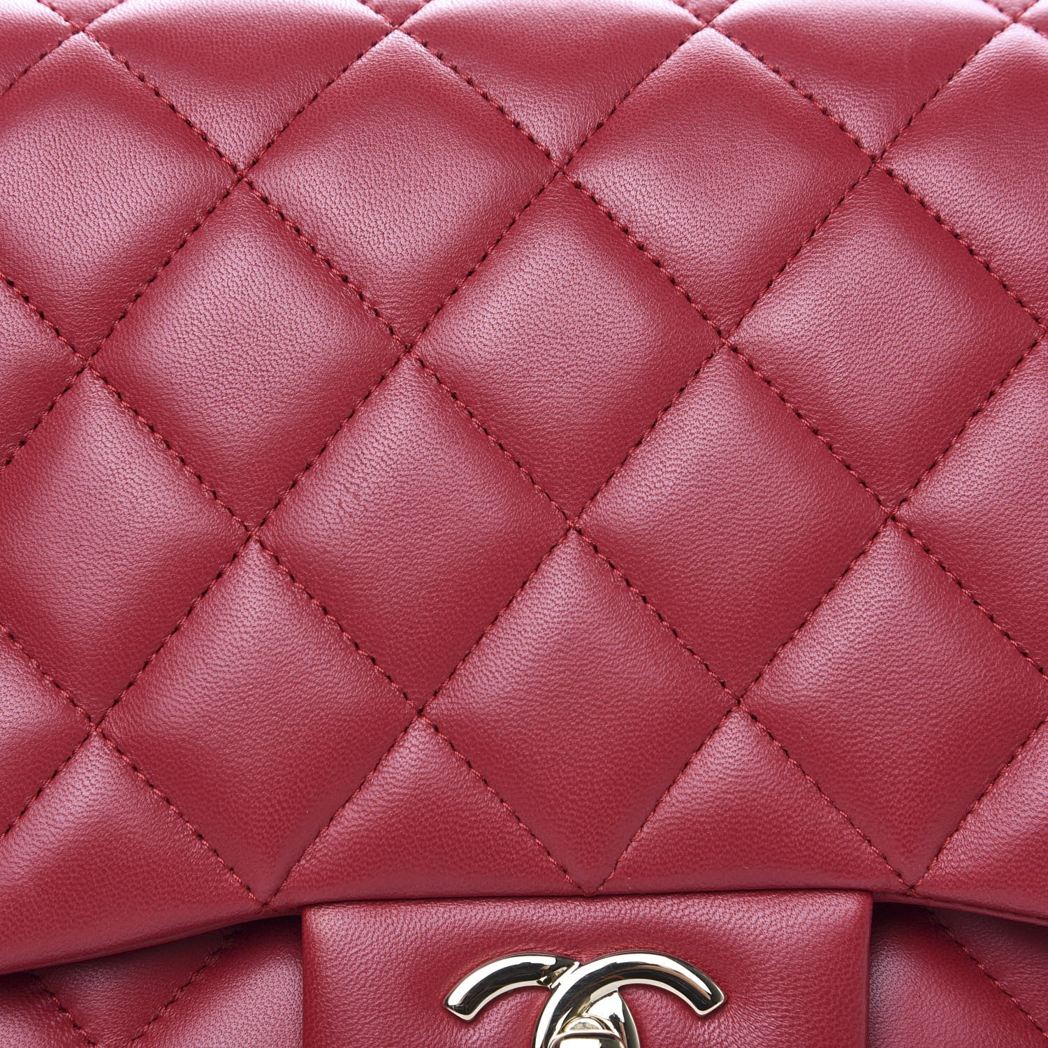 Chanel Lambskin Quilted Jumbo Double Flap Red 10 of 11